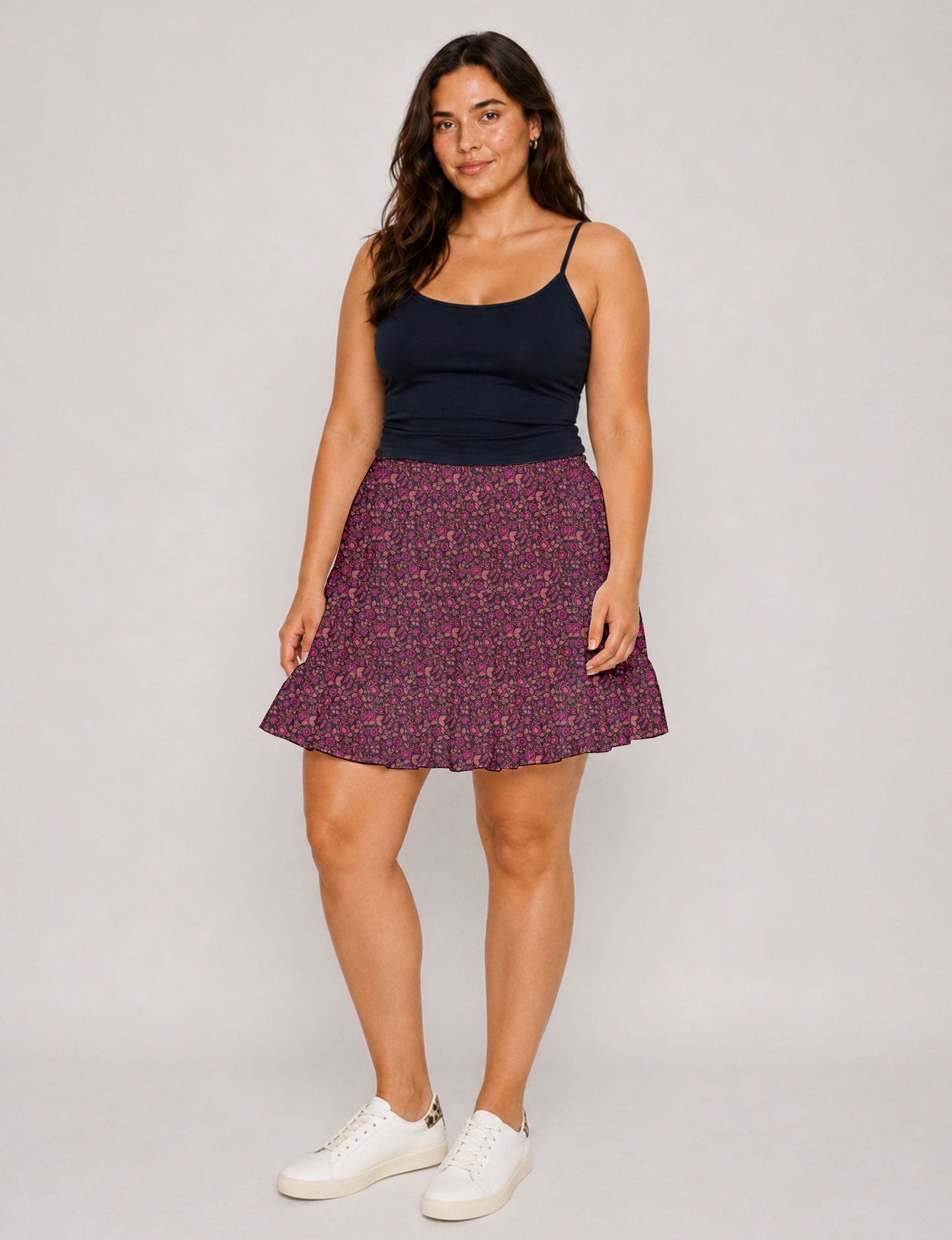 Short tiered skirt - Pink Floral