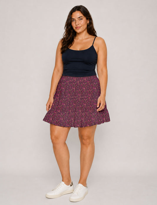 Short tiered skirt - Pink Floral