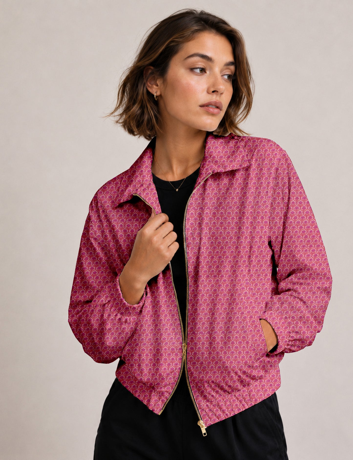 Bomber Jacket - Pink Floral