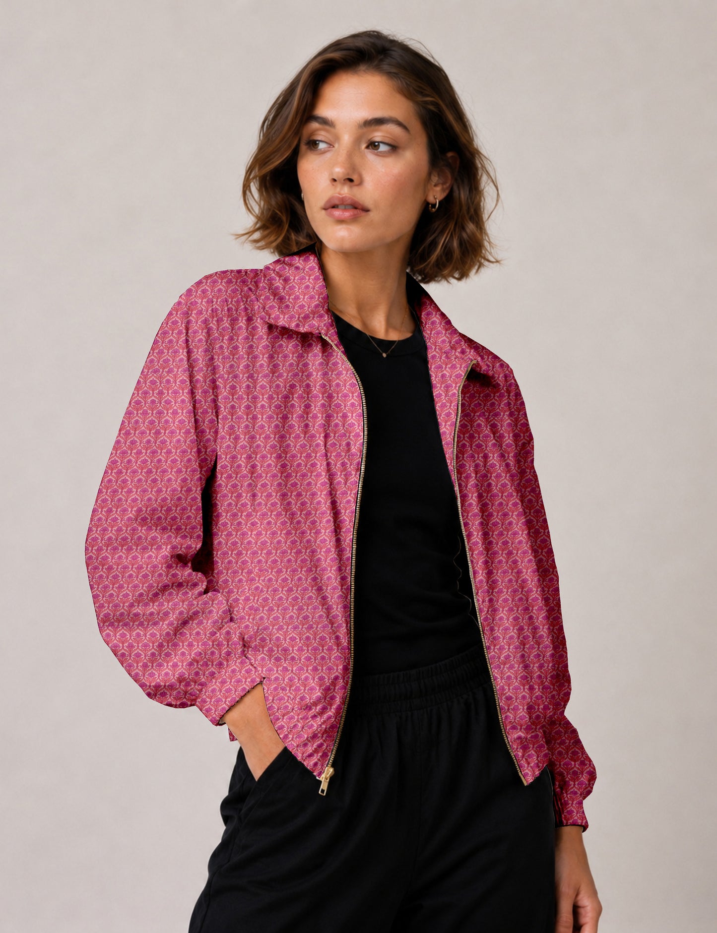 Bomber Jacket - Pink Floral