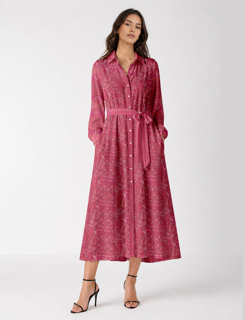 Long shirt dress - Pink Paisley