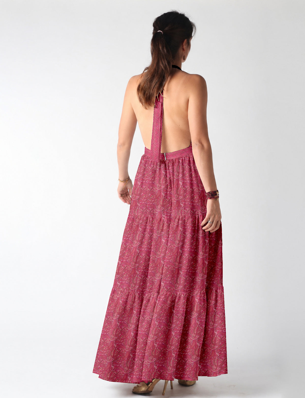 Flowy maxi tiered dress for vacations, brunch, and evening wear