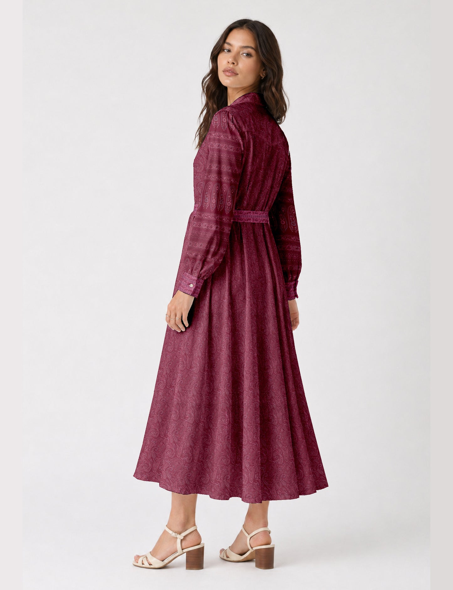 Long shirt dress - Pink Paisley