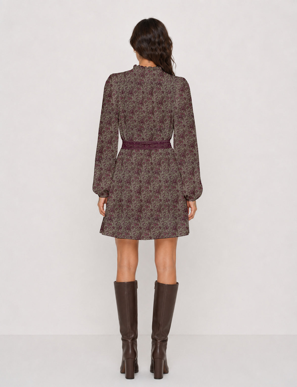 Swing dress with belt - Pink Paisley