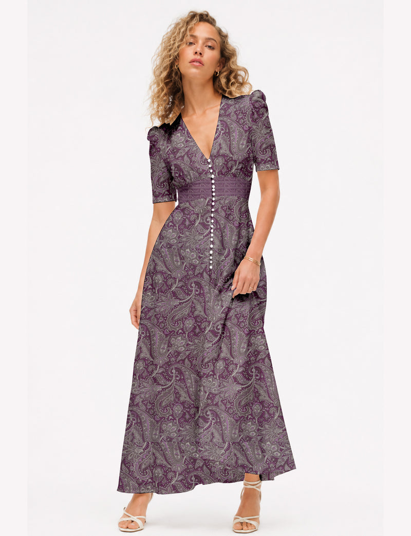 Maxi romantic dress - Pink Paisley