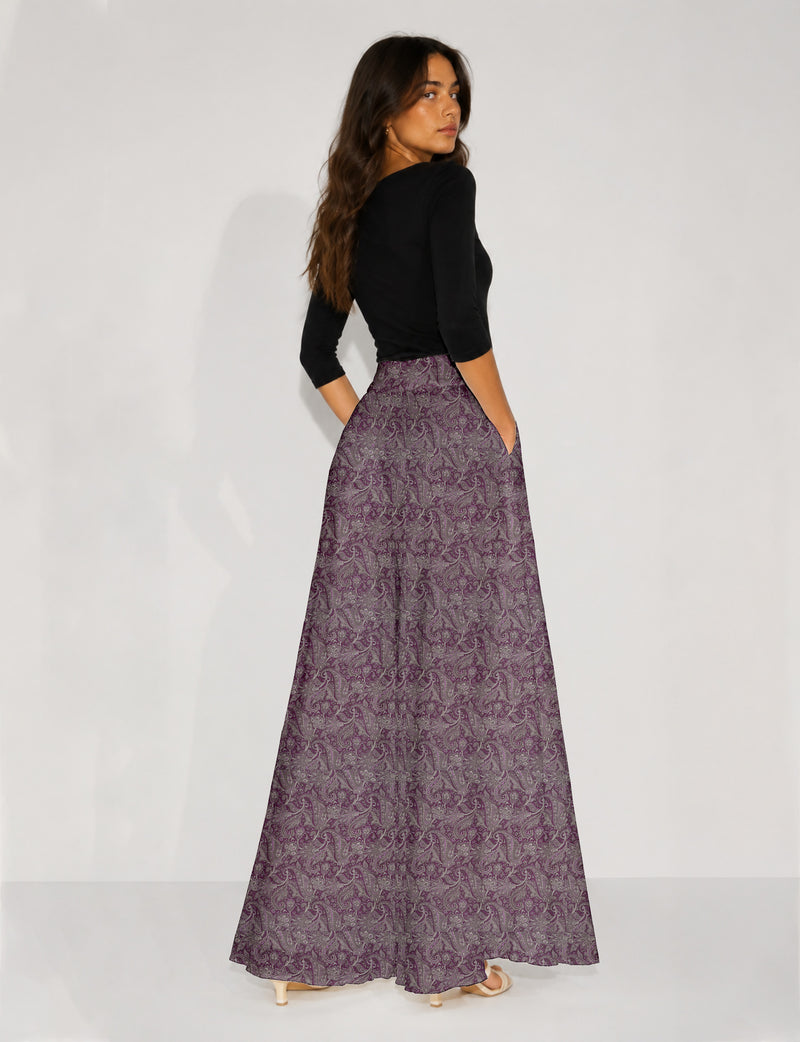 Wide Leg Palazzo Trousers - Pink Paisley