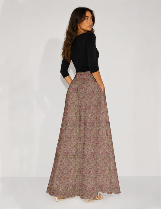 Wide Leg Palazzo Trousers - Pink Paisley