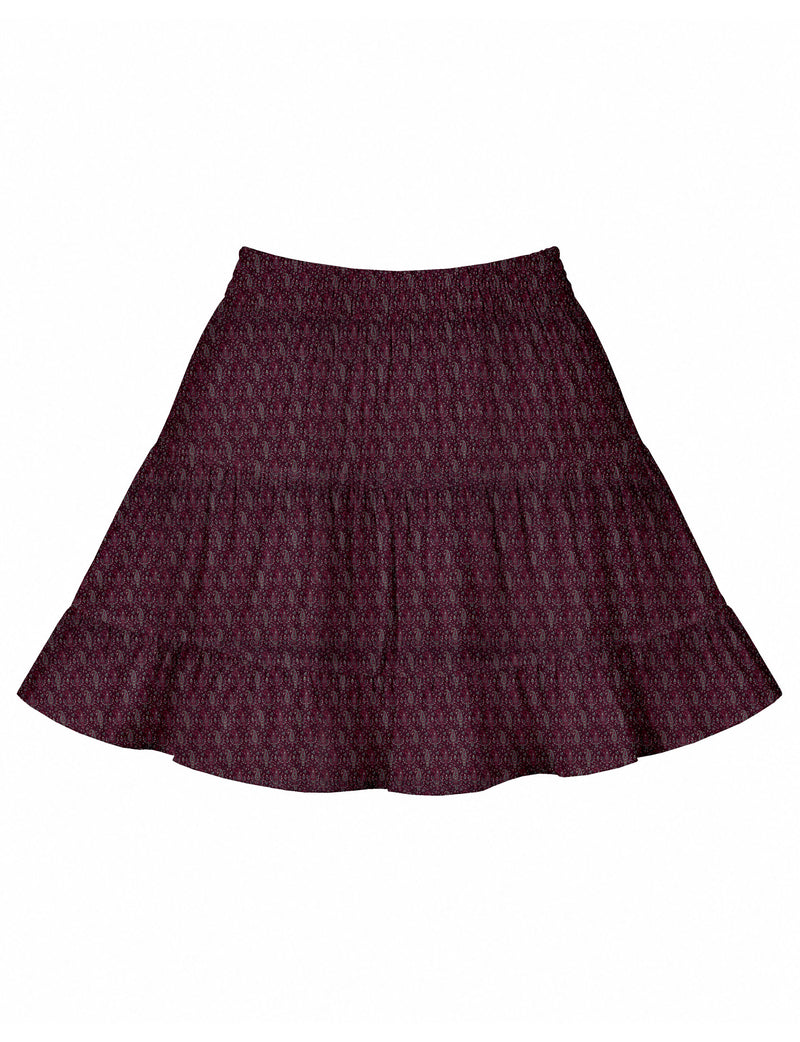 Short tiered skirt - Pink Paisley
