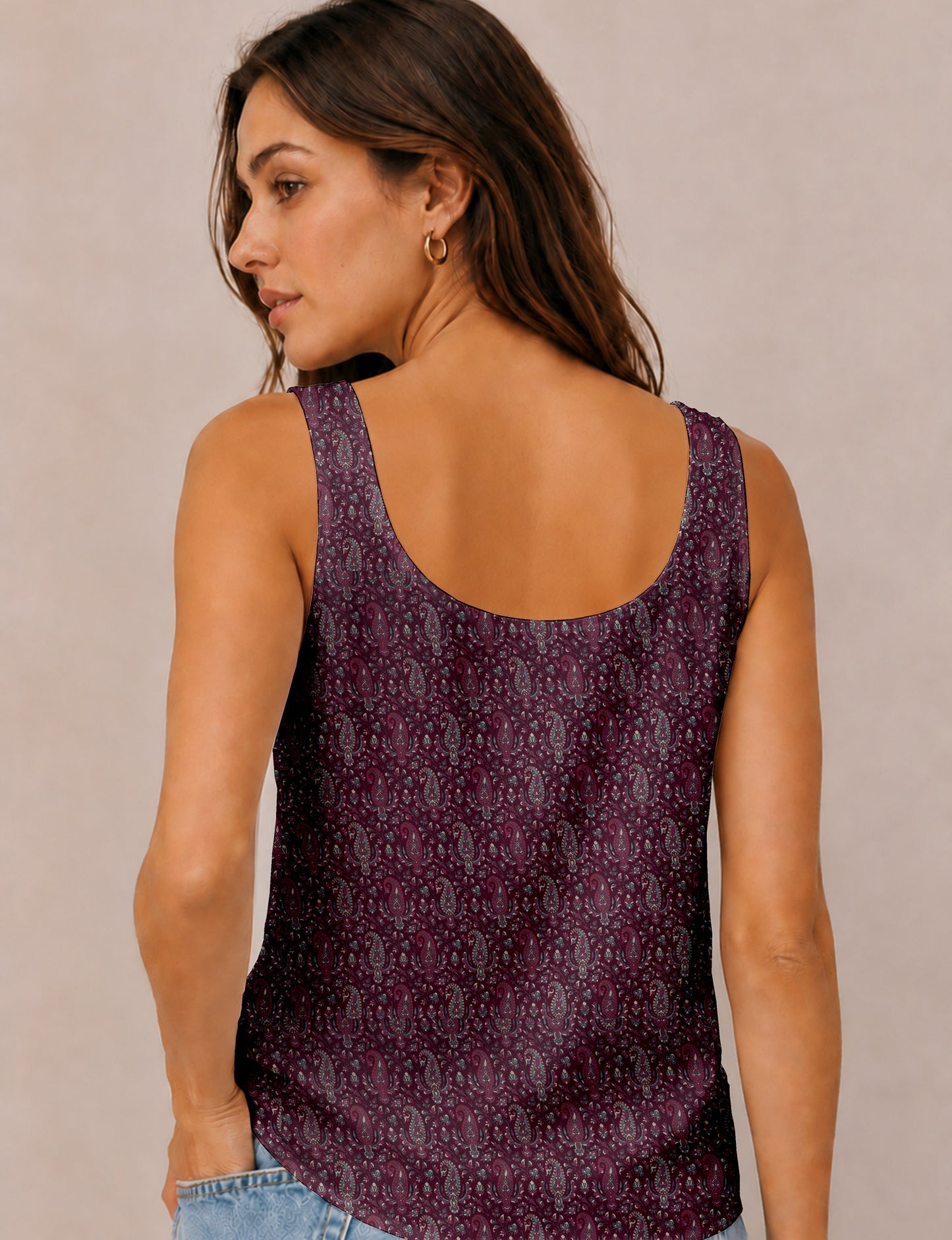 Sleeveless blouse - Pink Paisley