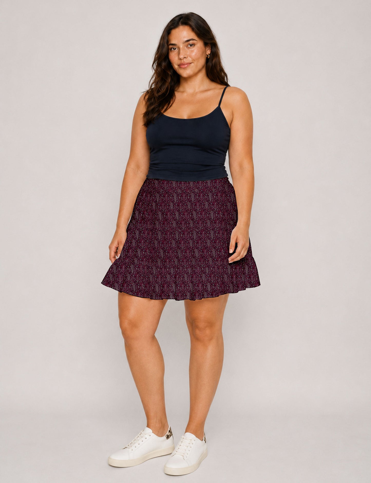 Short tiered skirt - Pink Paisley
