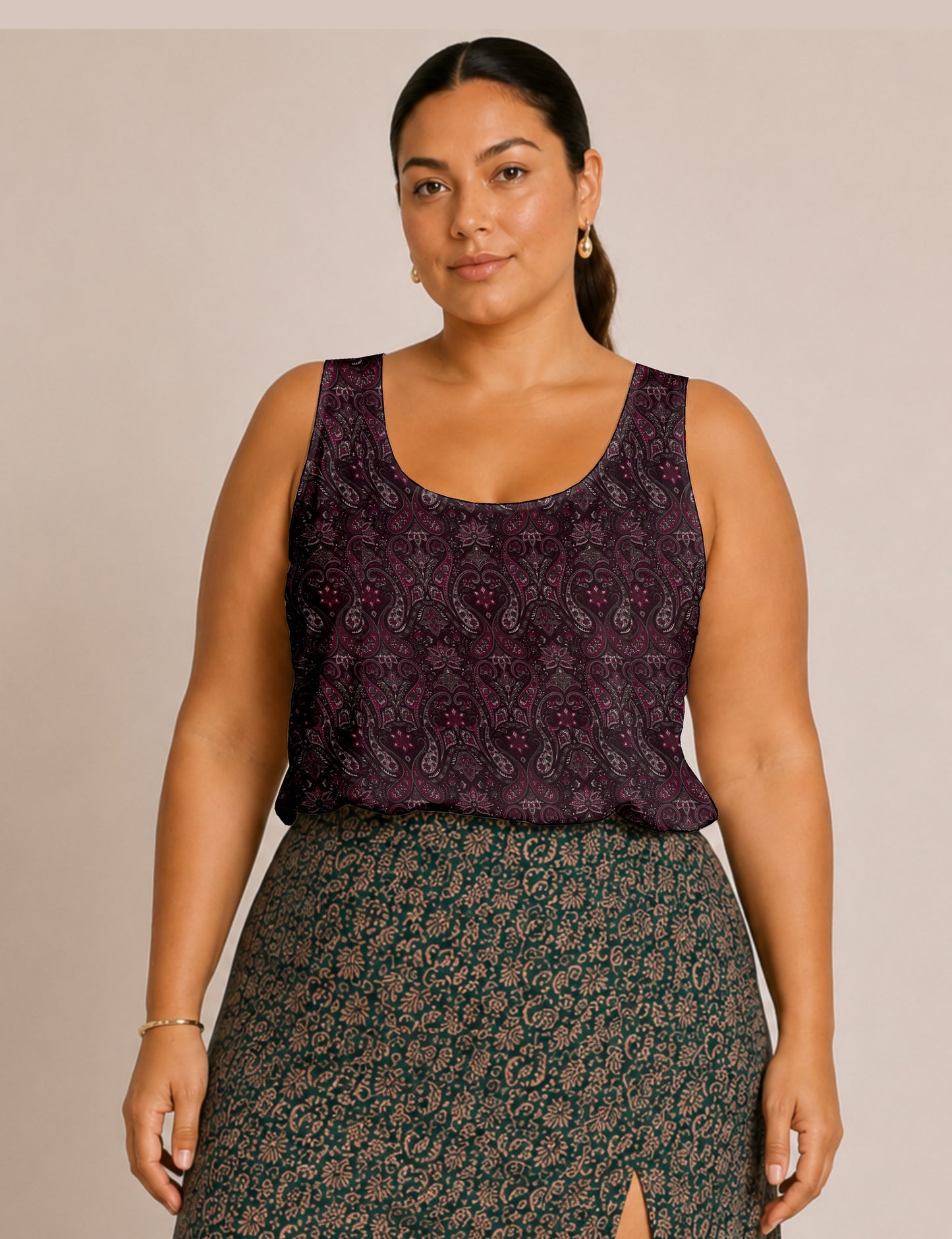 Sleeveless blouse - Pink Paisley