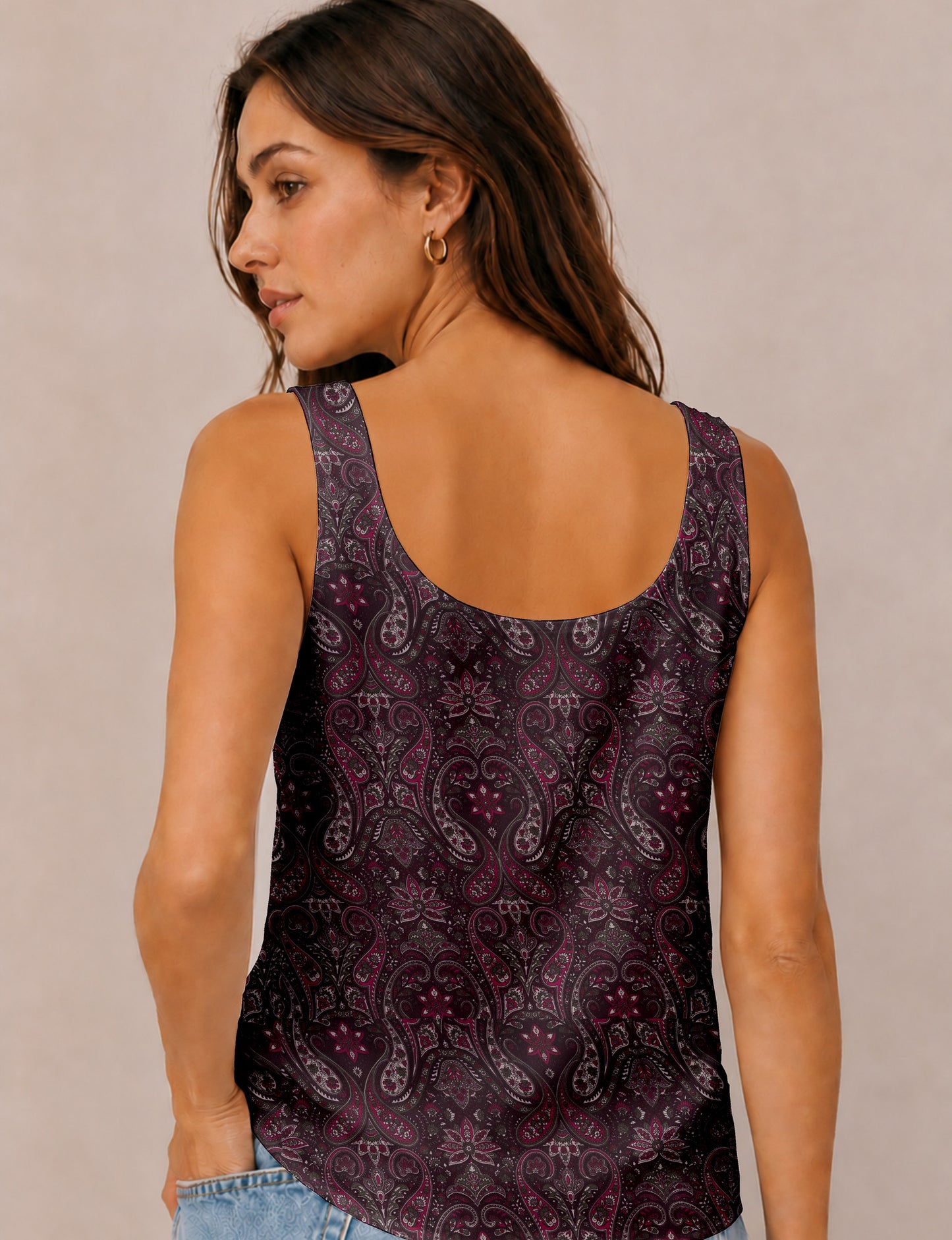 Sleeveless blouse - Pink Paisley