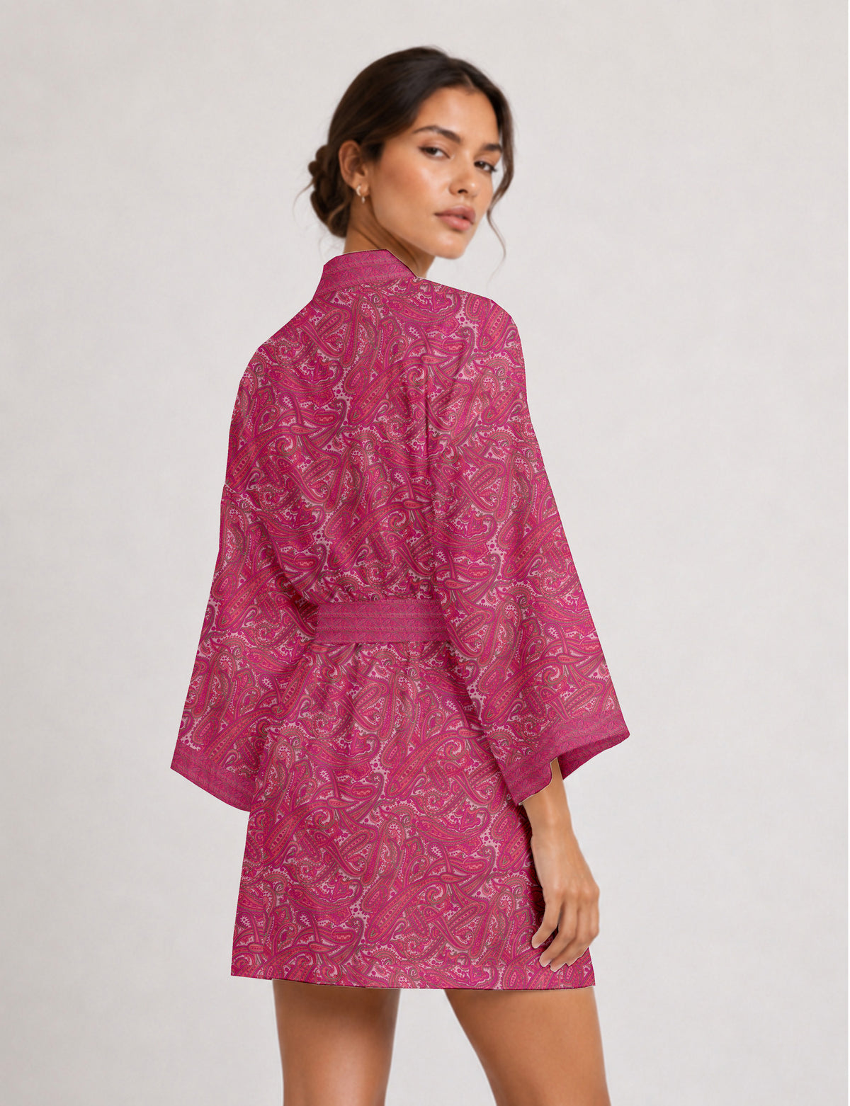 Short kimono robe -  Paisley
