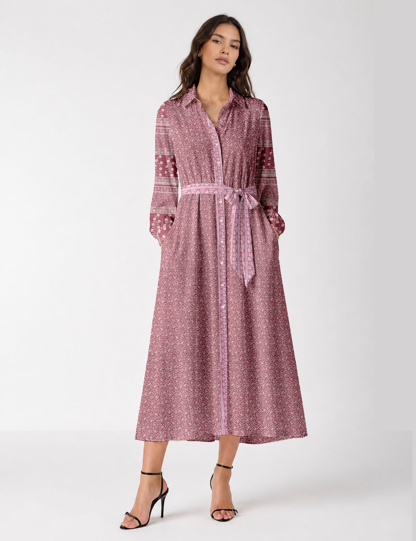 Long shirt dress - Pink Paisley