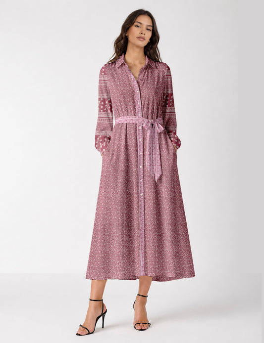 Long shirt dress - Pink Paisley