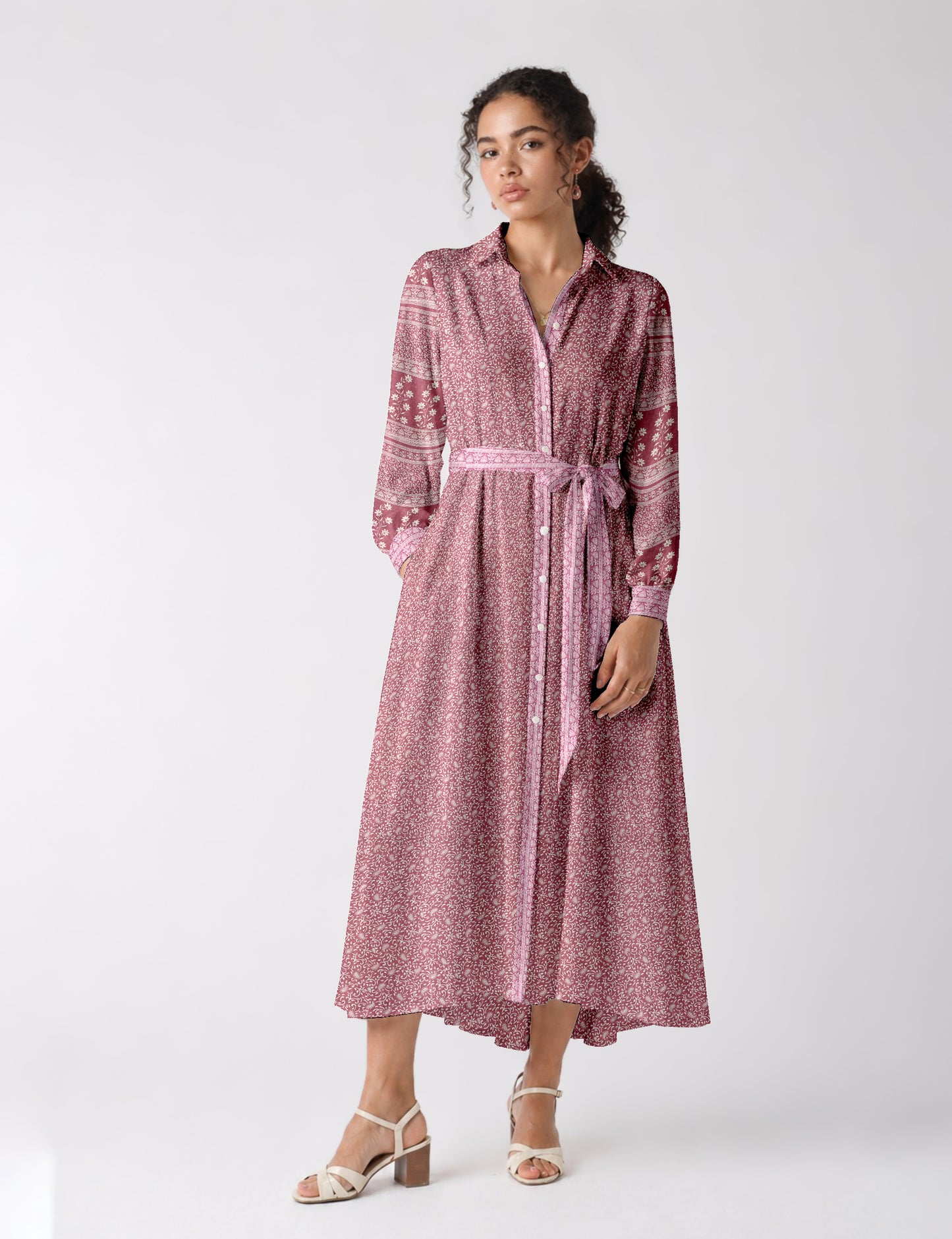 Long shirt dress - Pink Paisley