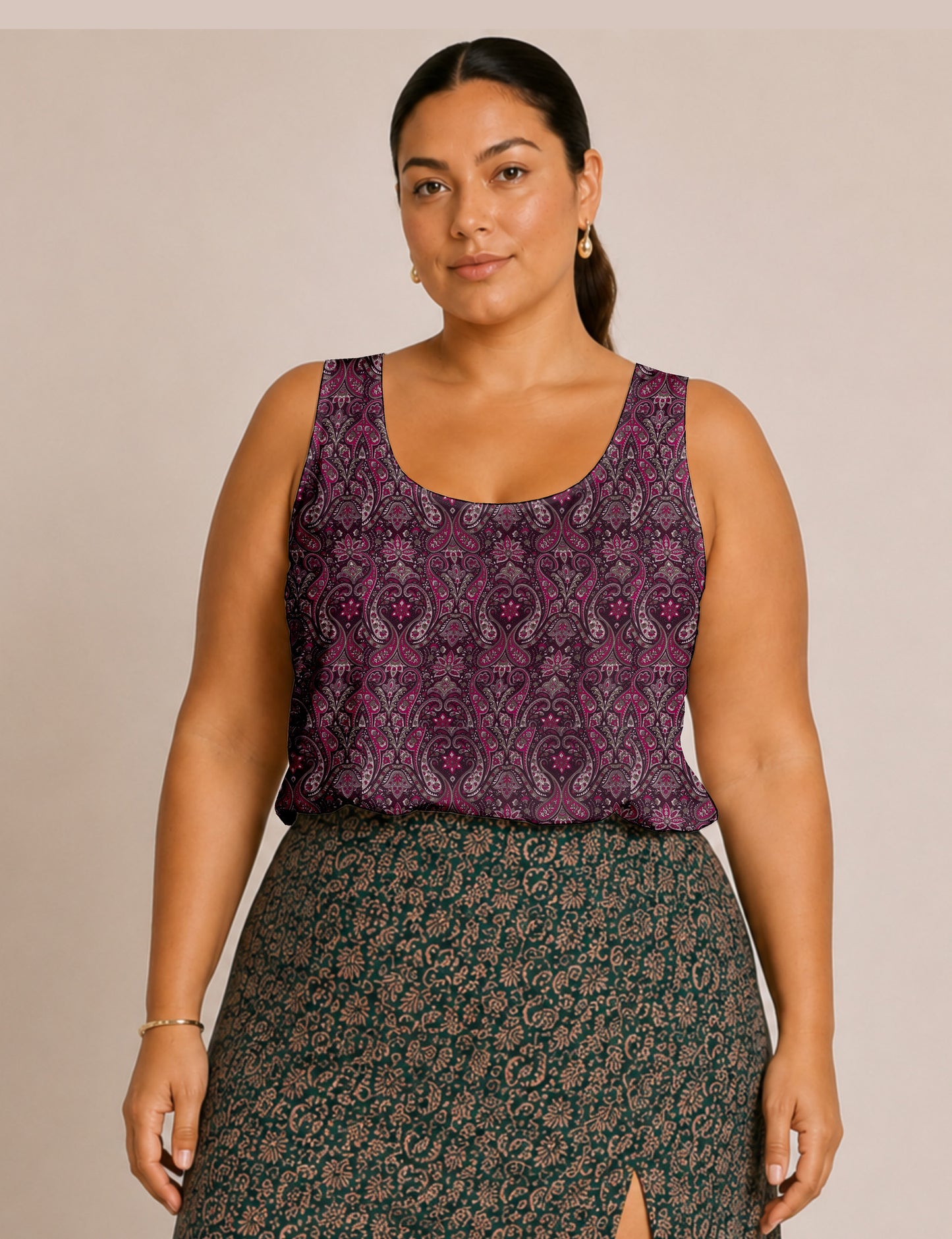 Sleeveless blouse - Pink Paisley