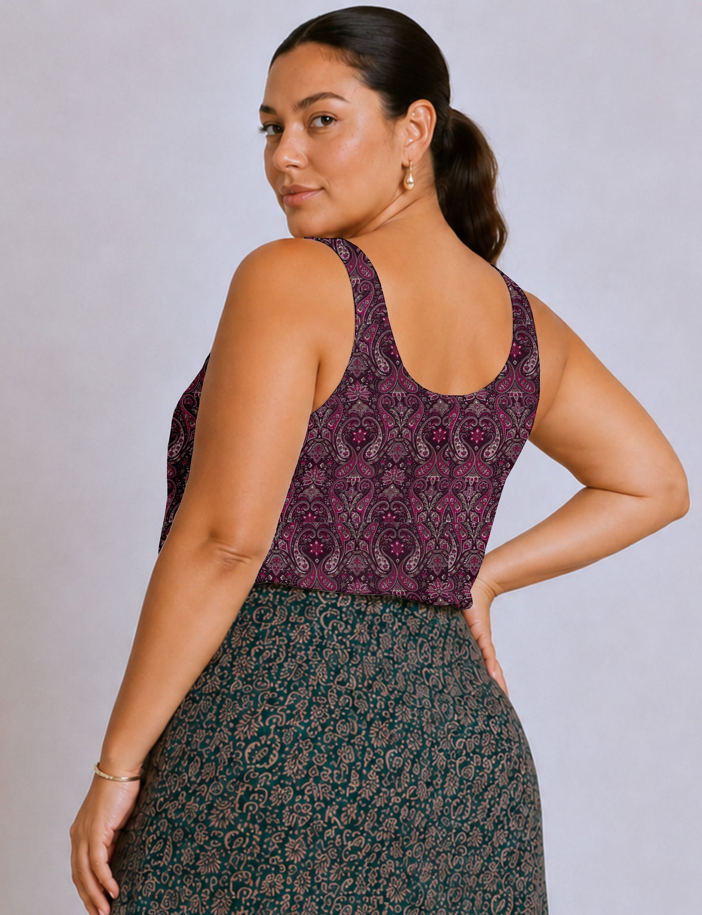 Sleeveless blouse - Pink Paisley