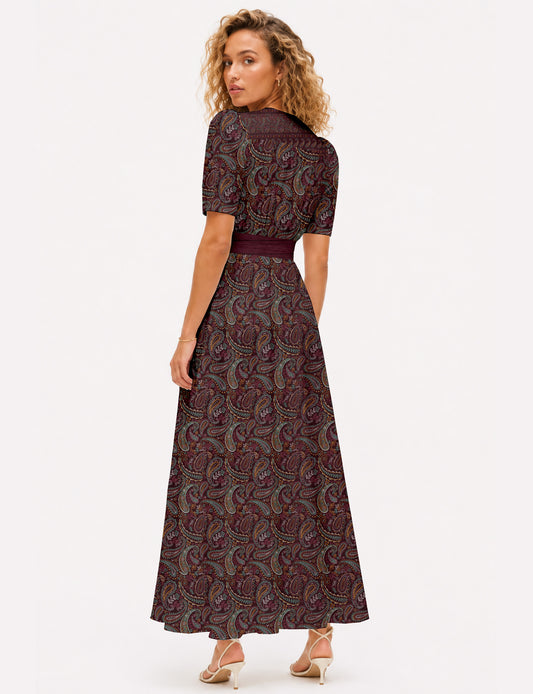 Maxi romantic dress - Pink Paisley