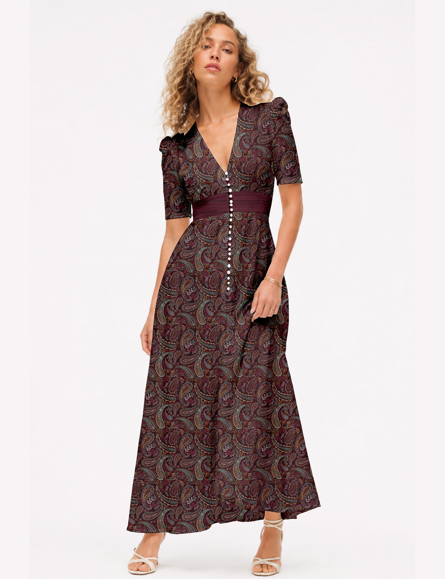 Maxi romantic dress - Pink Paisley