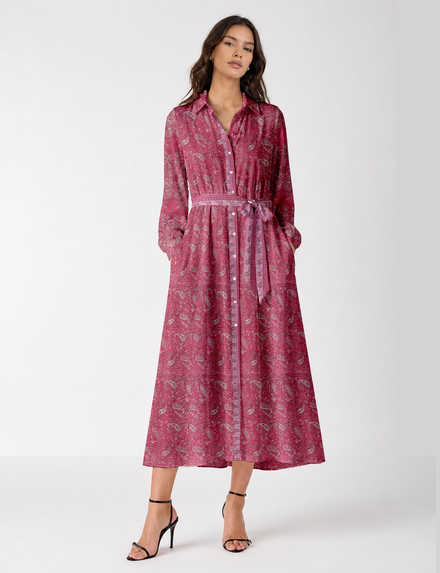 Long shirt dress - Pink Paisley