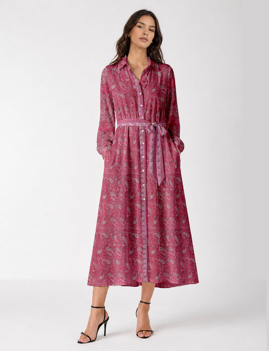 Long shirt dress - Pink Paisley