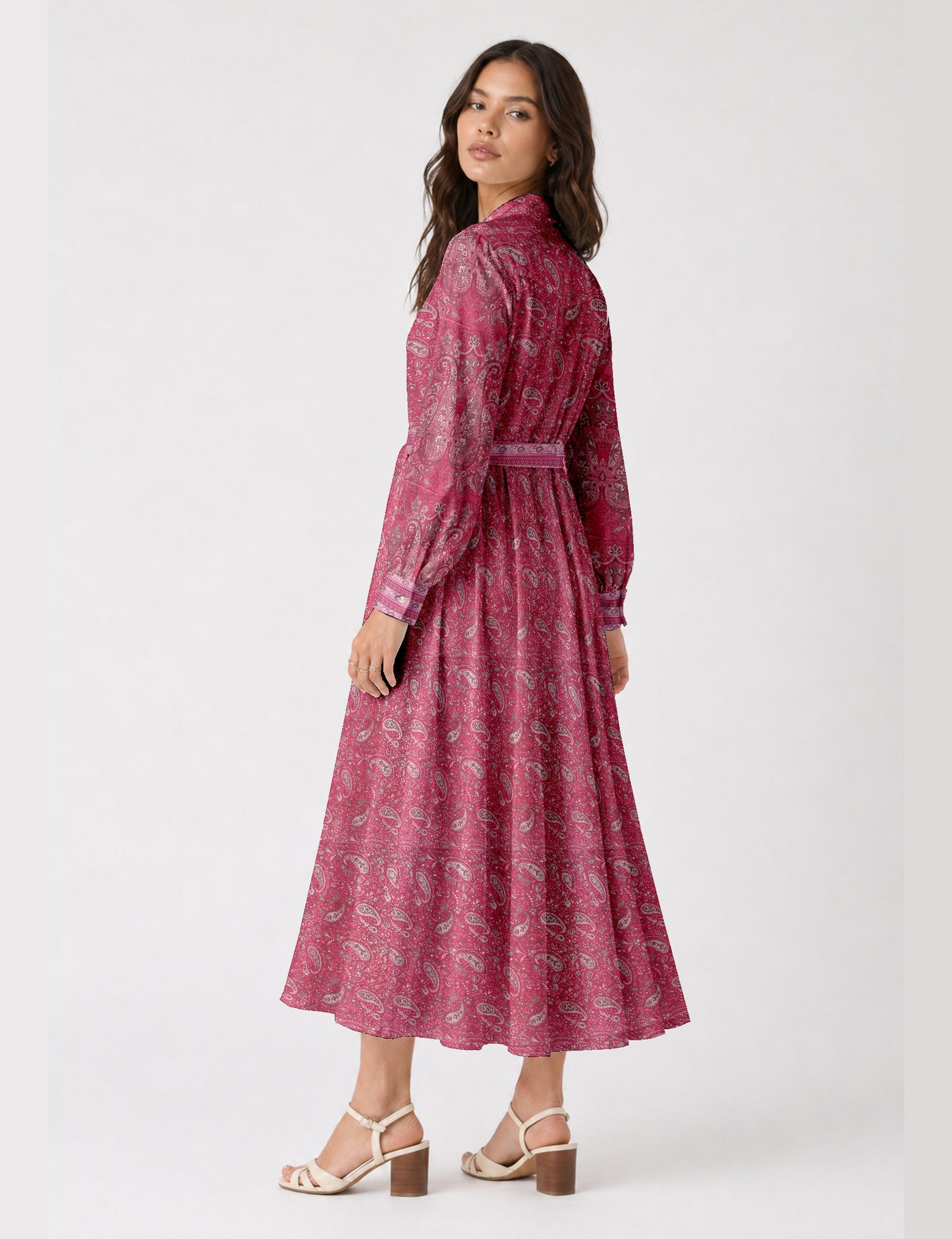 Long shirt dress - Pink Paisley