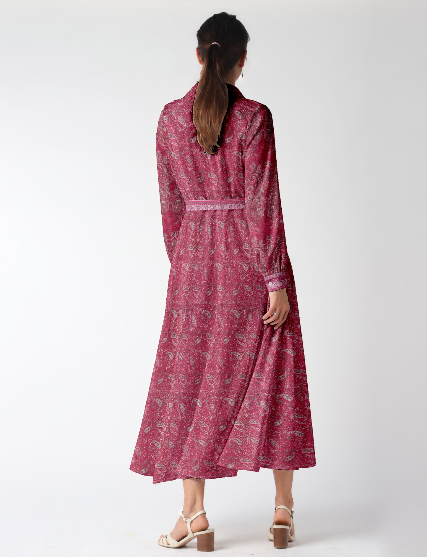 Long shirt dress - Pink Paisley