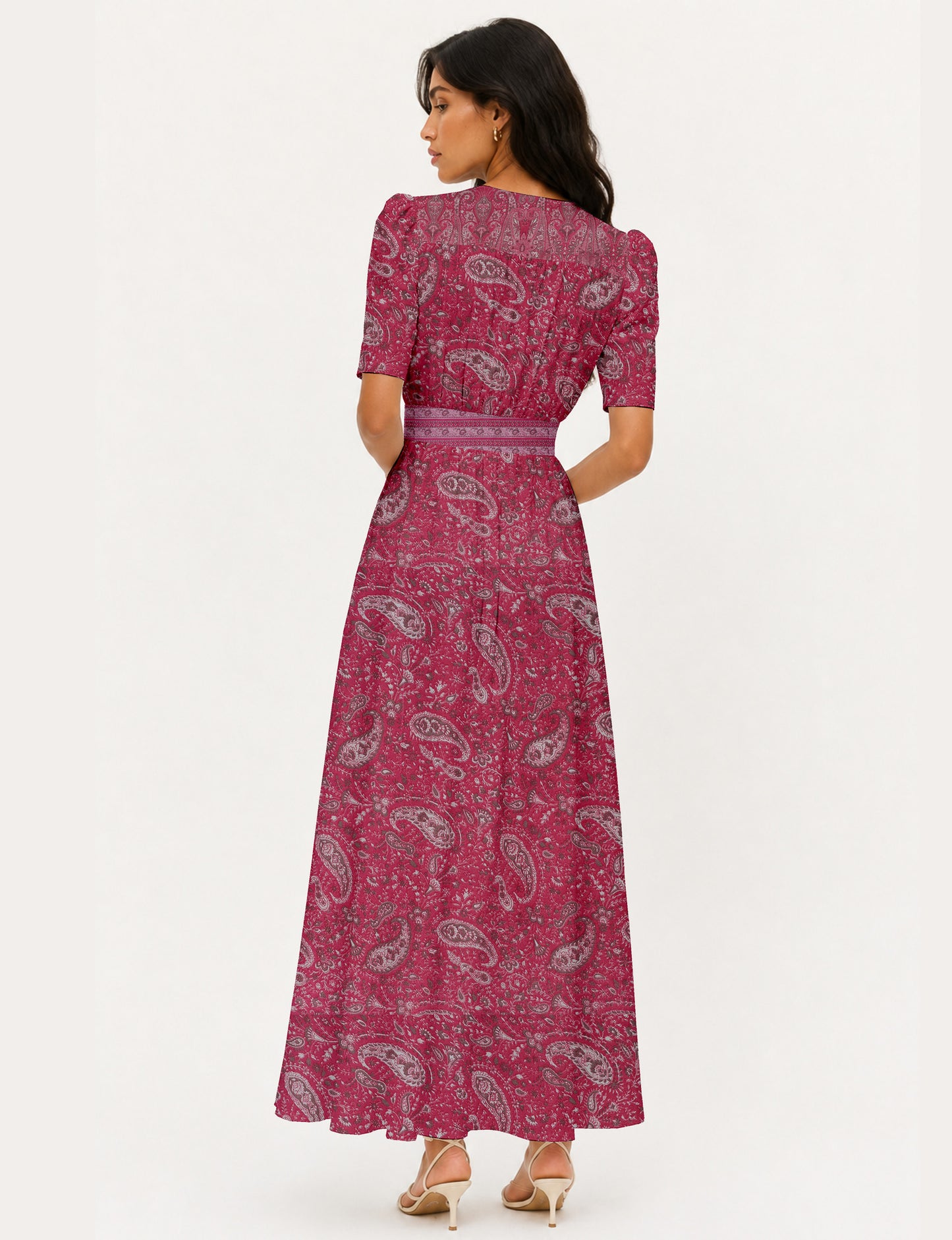 Maxi romantic dress - Pink Paisley