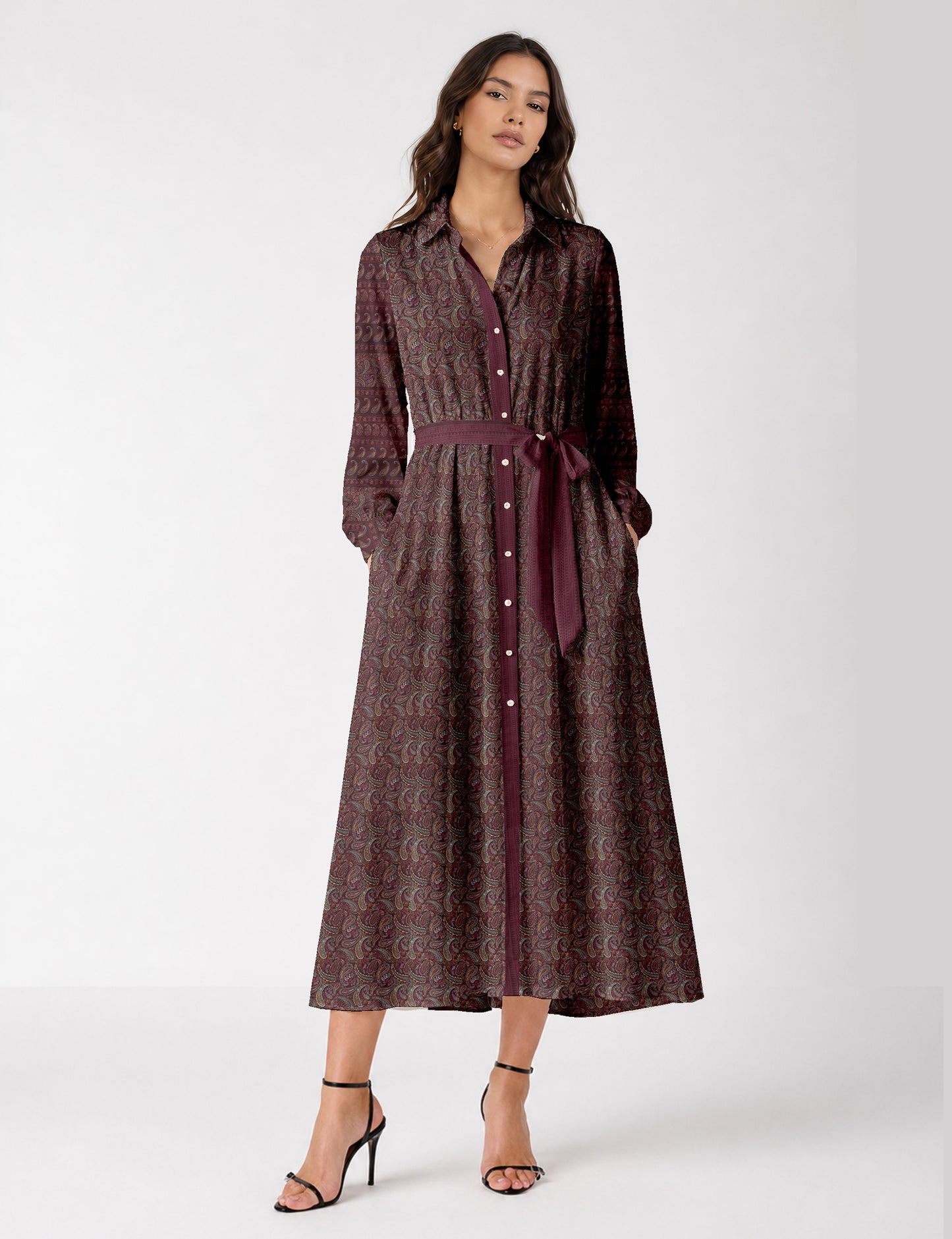 Long shirt dress - Pink Paisley