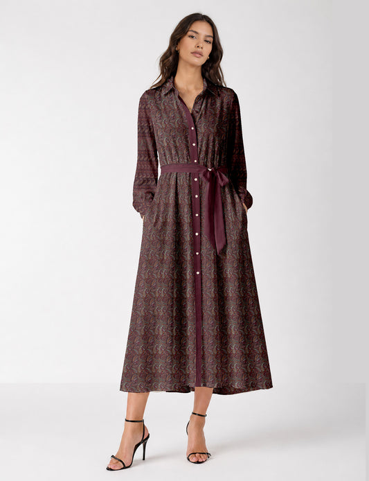 Long shirt dress - Pink Paisley