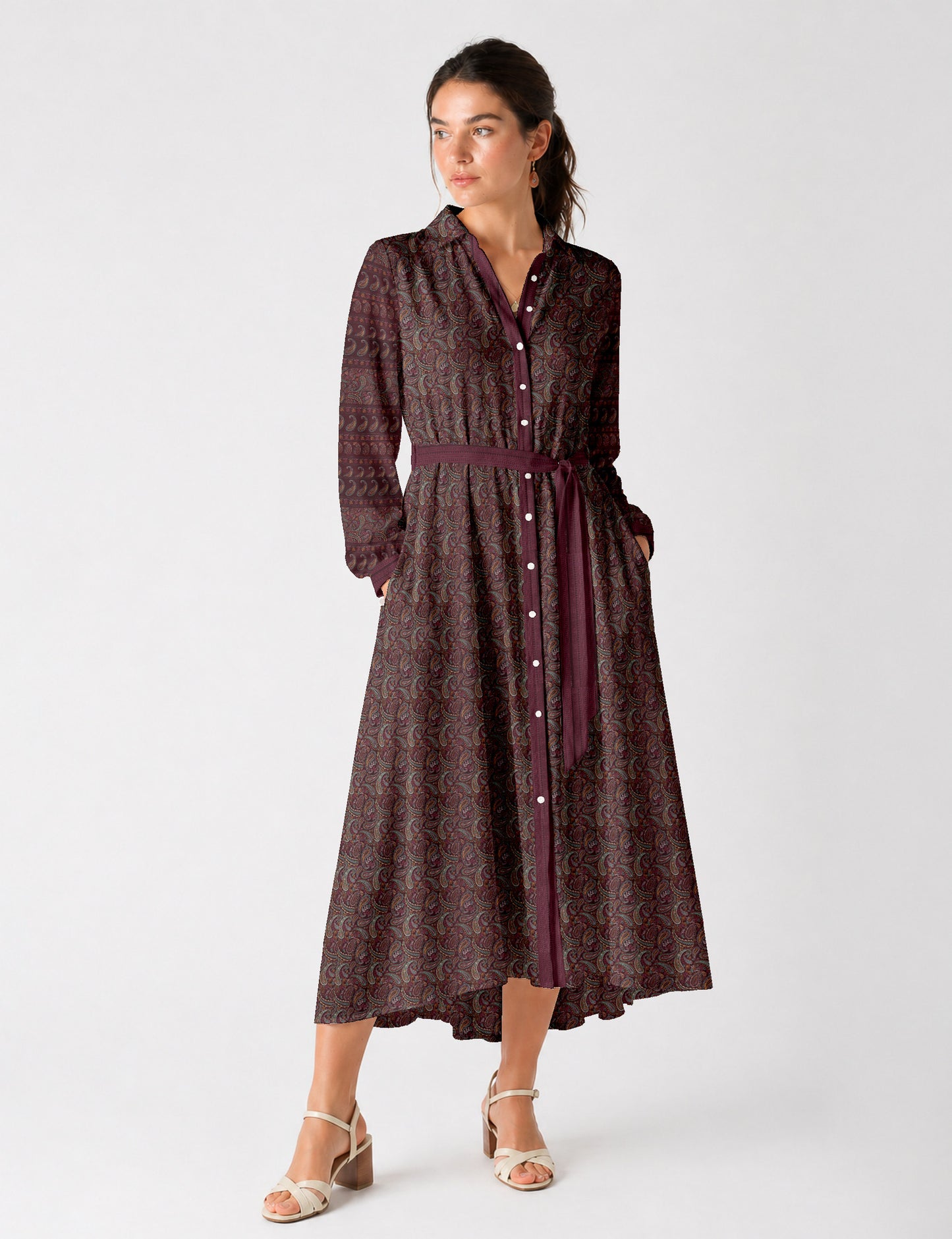 Long shirt dress - Pink Paisley