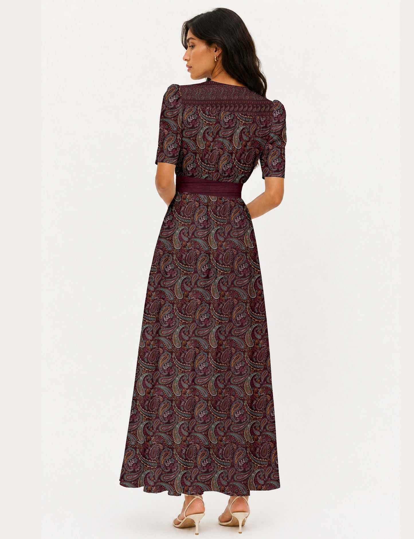 Maxi romantic dress - Pink Paisley