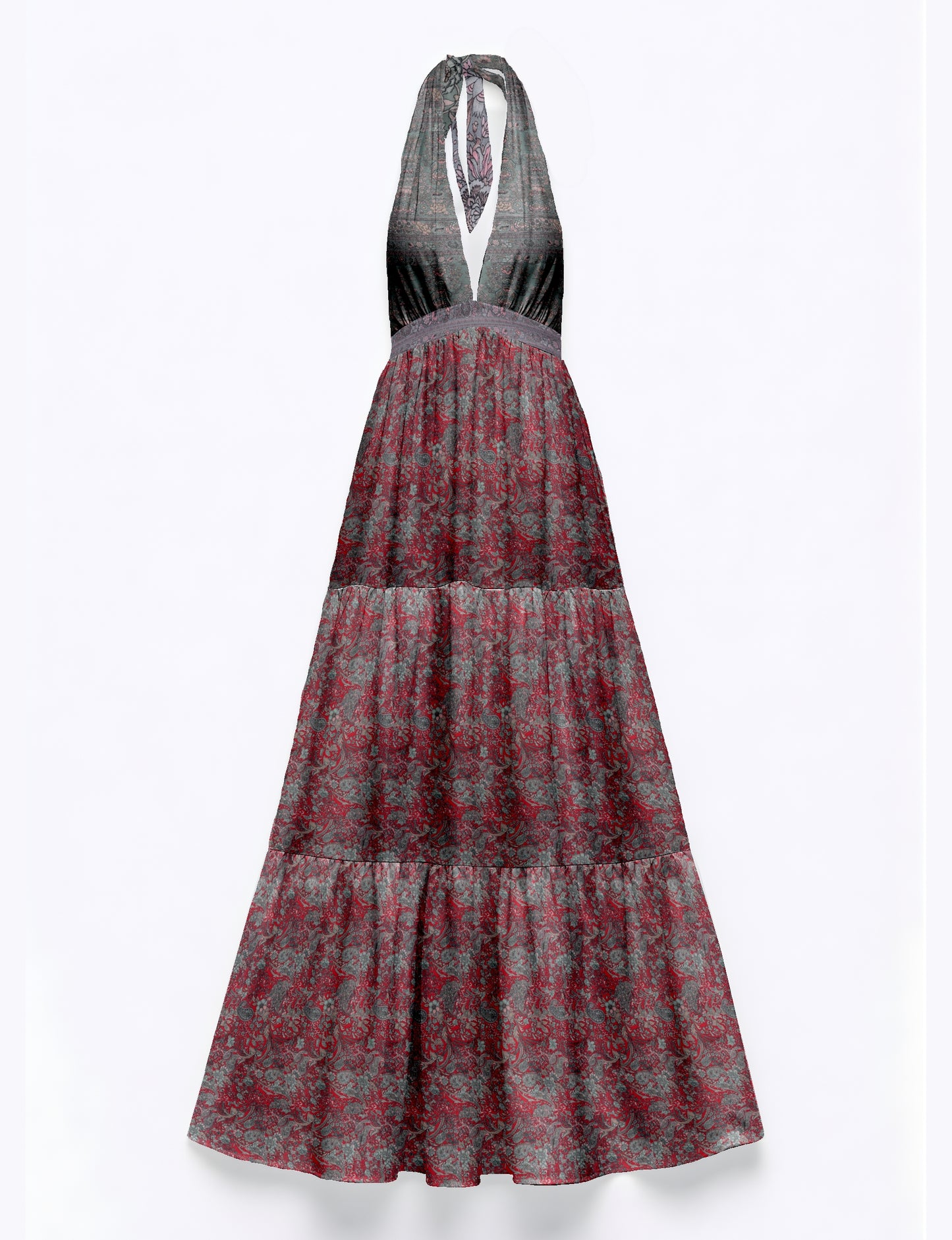 Flowy maxi tiered dress for vacations, brunch, and evening wear