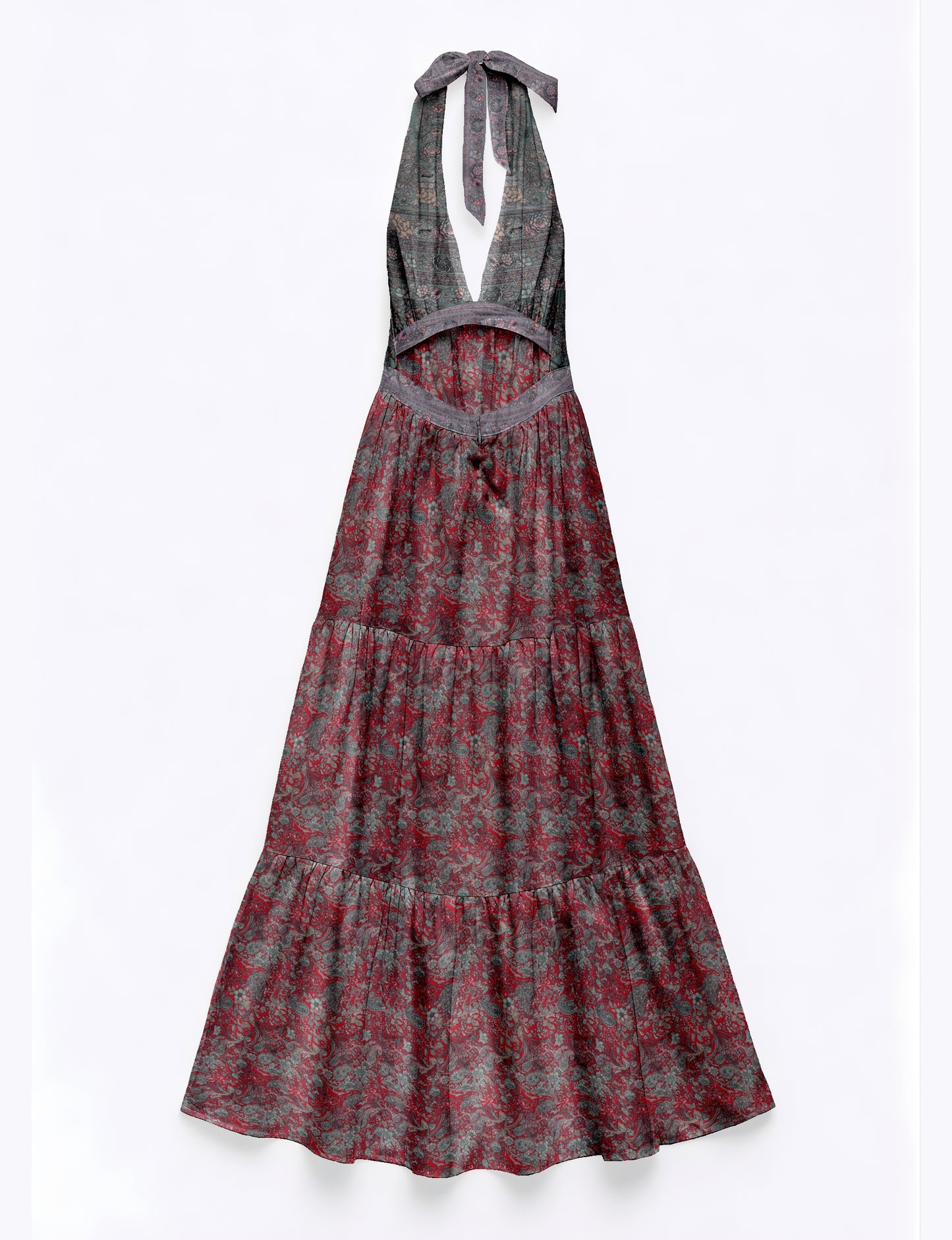 Halter neck maxi dress with tiered layers and elasticated back