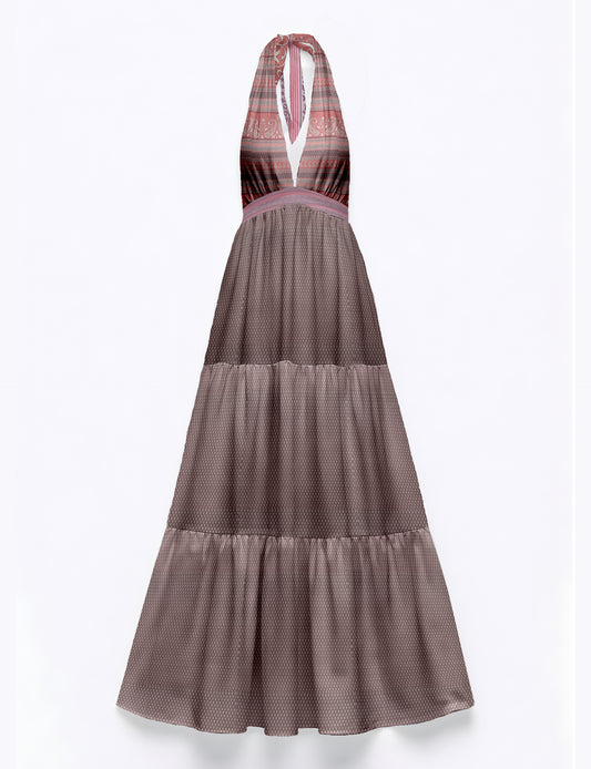 Flowy maxi tiered dress for vacations, brunch, and evening wear
