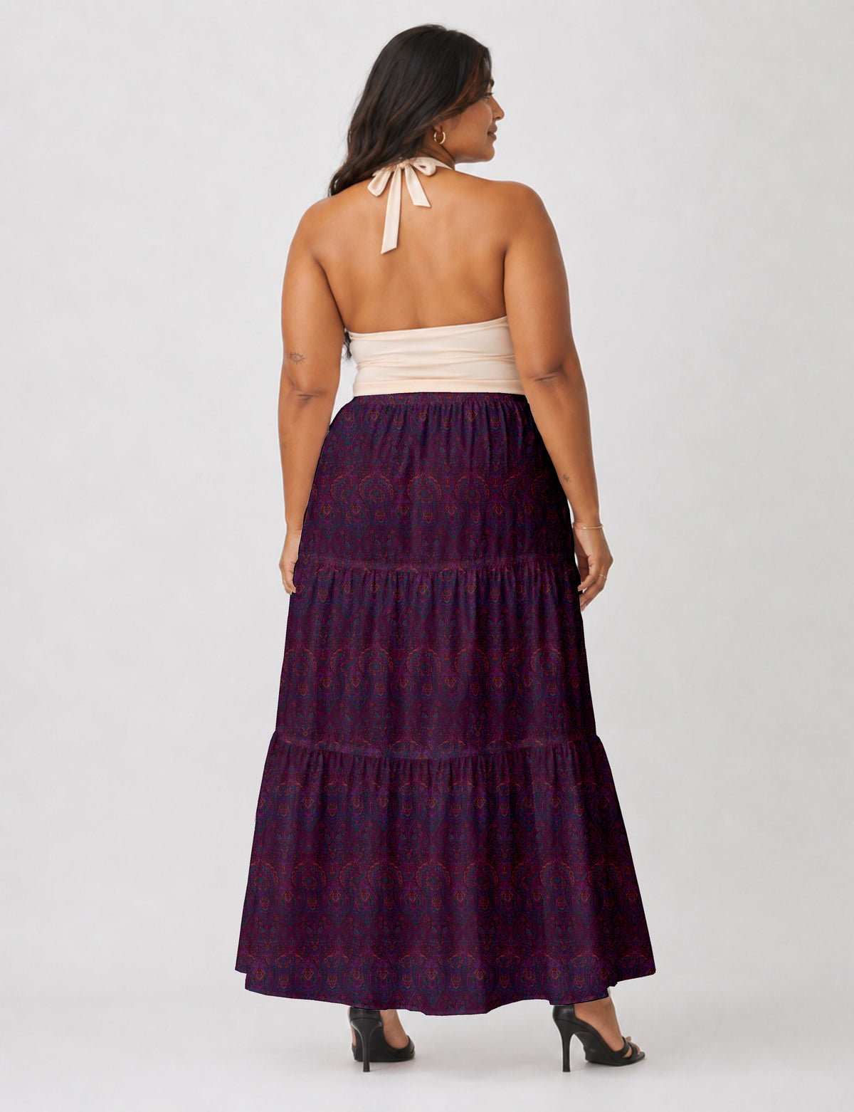 Midi Tiered Skirt - Pink Tropical