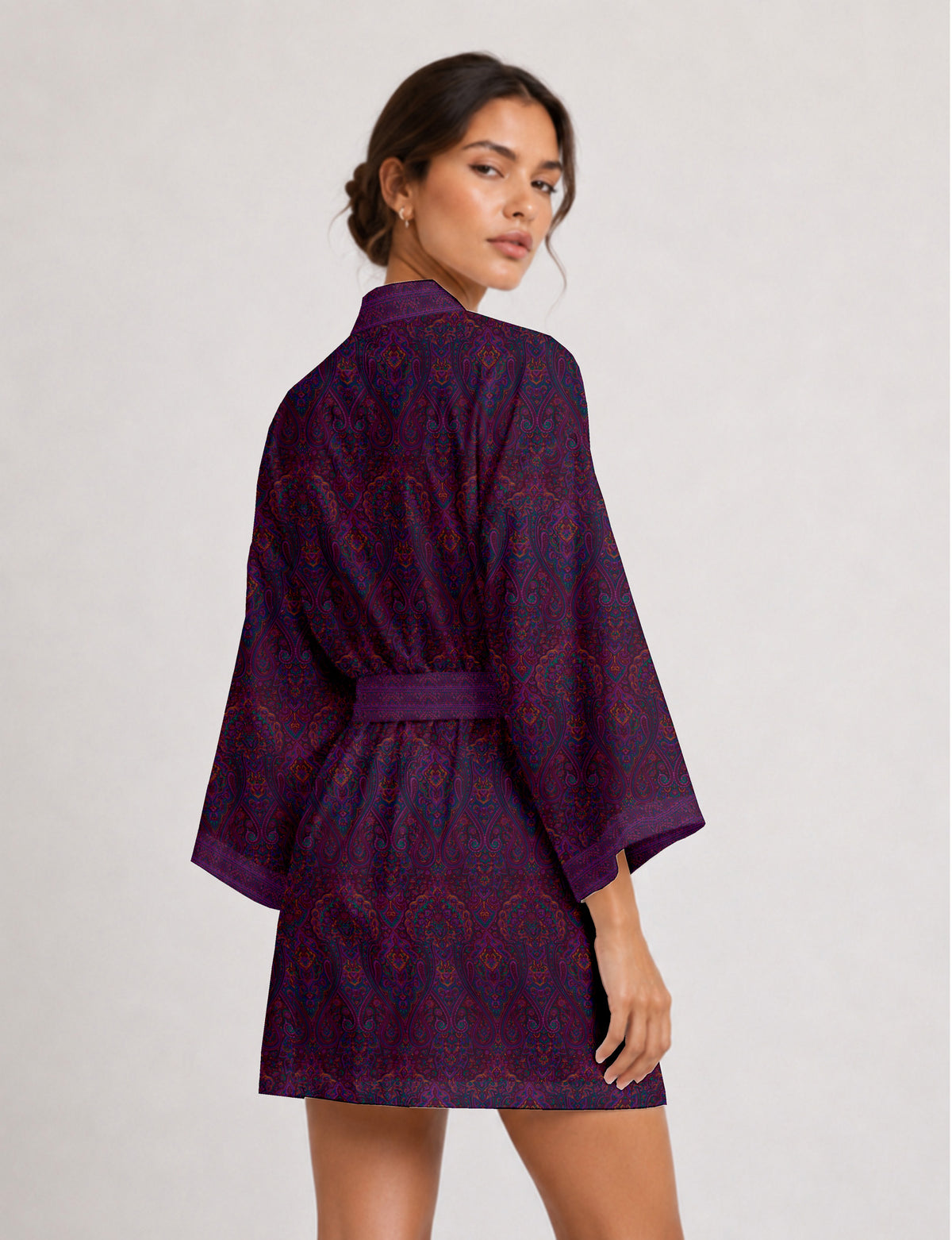 Short kimono robe - Pink Tropical