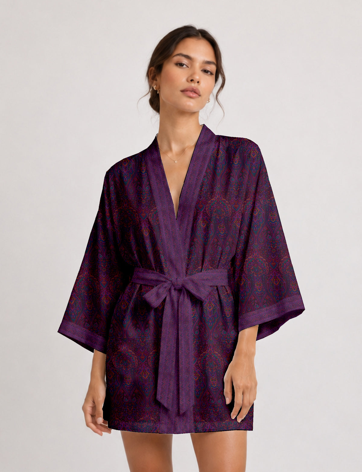 Short kimono robe - Pink Tropical