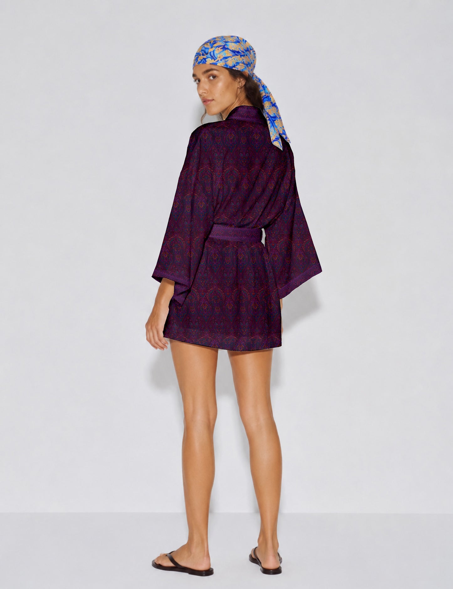 Short kimono robe - Pink Tropical