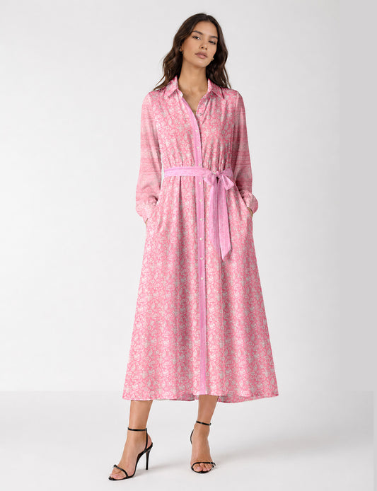 Long shirt dress - Pink Tropical