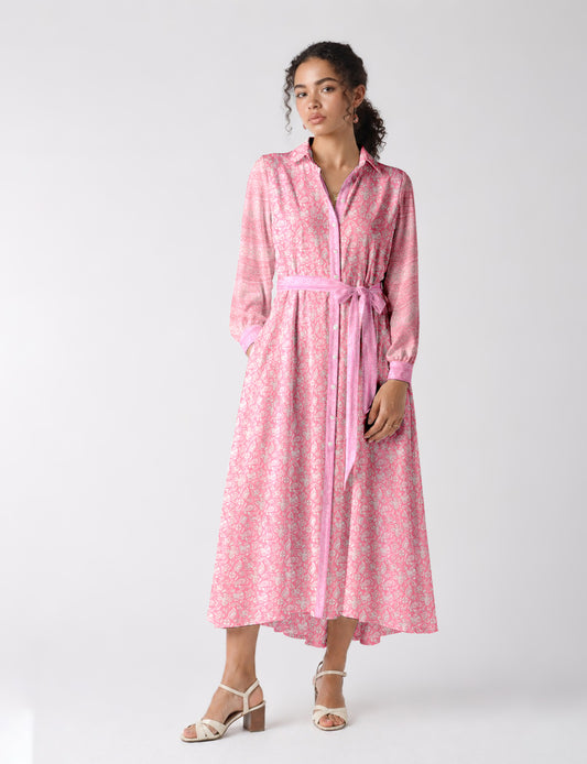 Long shirt dress - Pink Tropical