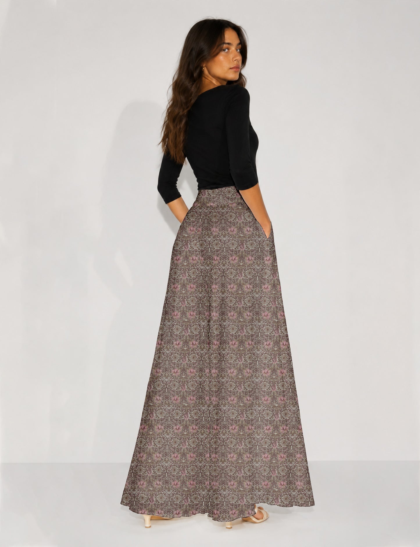 Wide Leg Palazzo Trousers - Pink Tropical