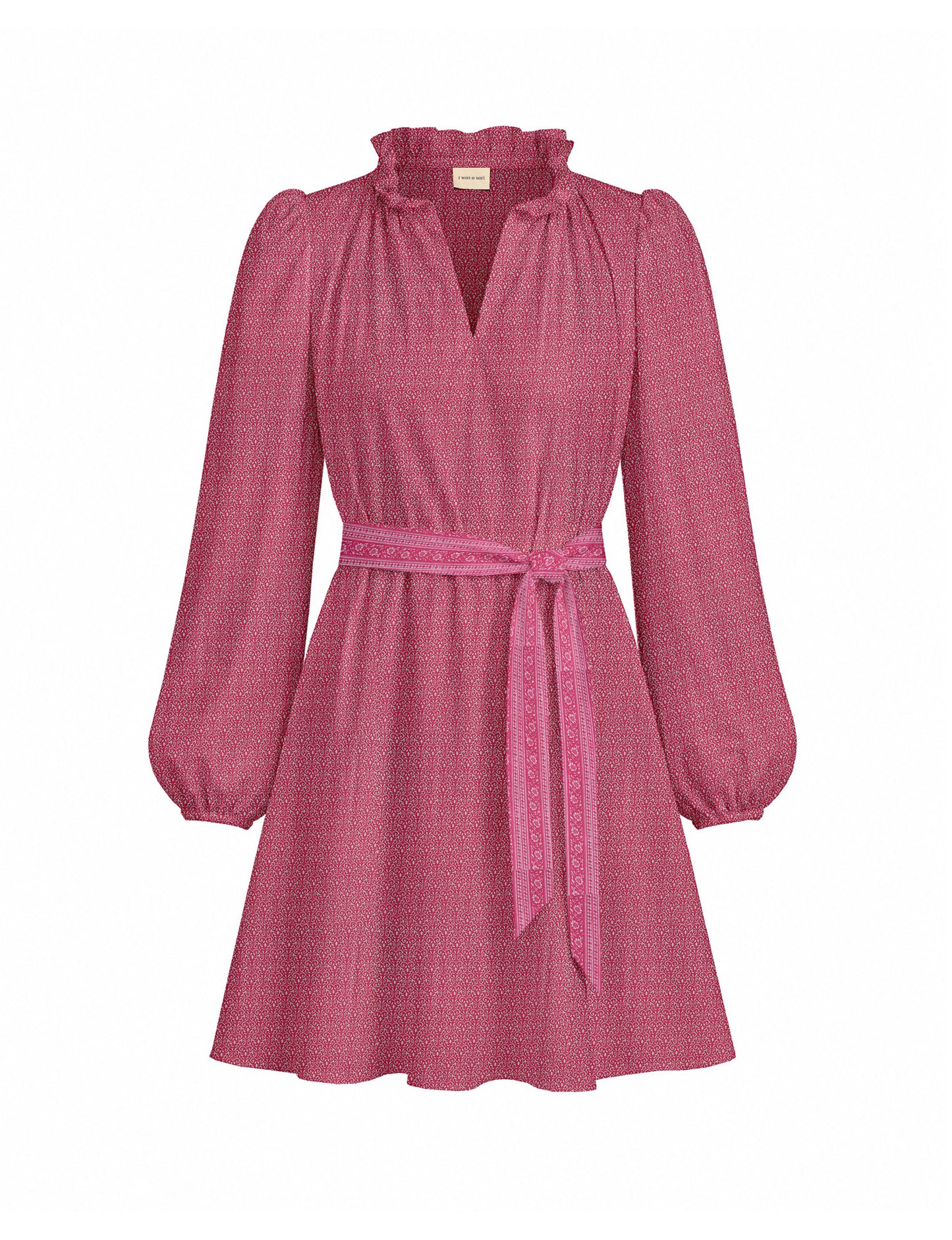 Swing dress with belt - Pink Tropical