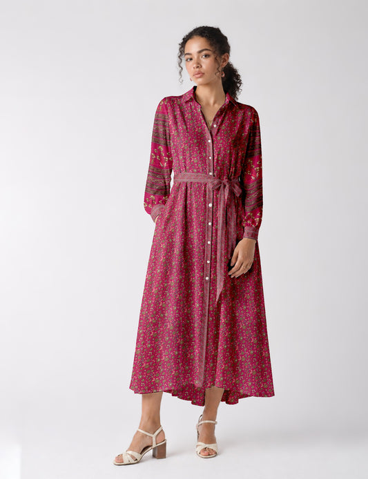 Long shirt dress - Pink Tropical