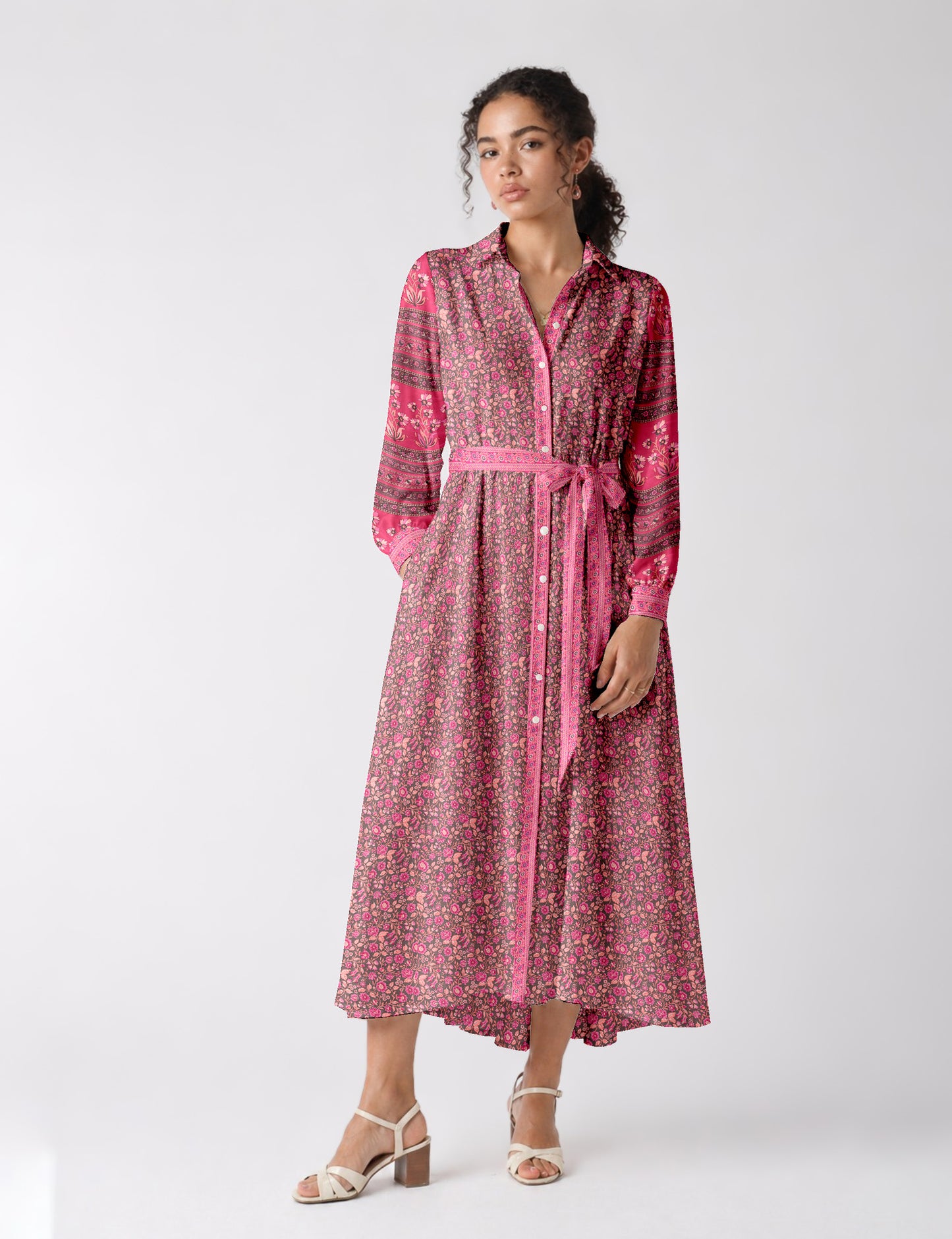 Long shirt dress - Pink Tropical