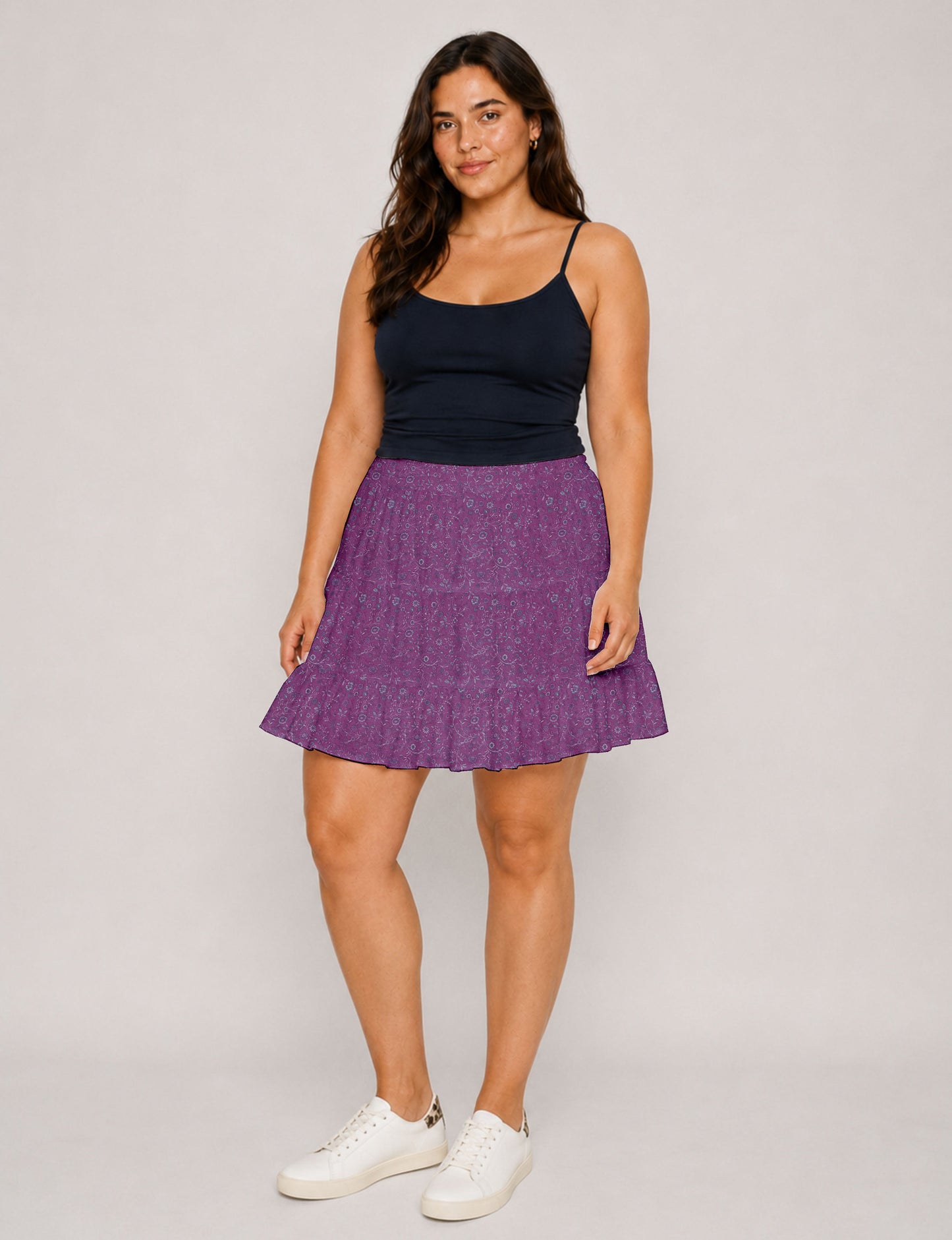 Short tiered skirt - Pink Tropical