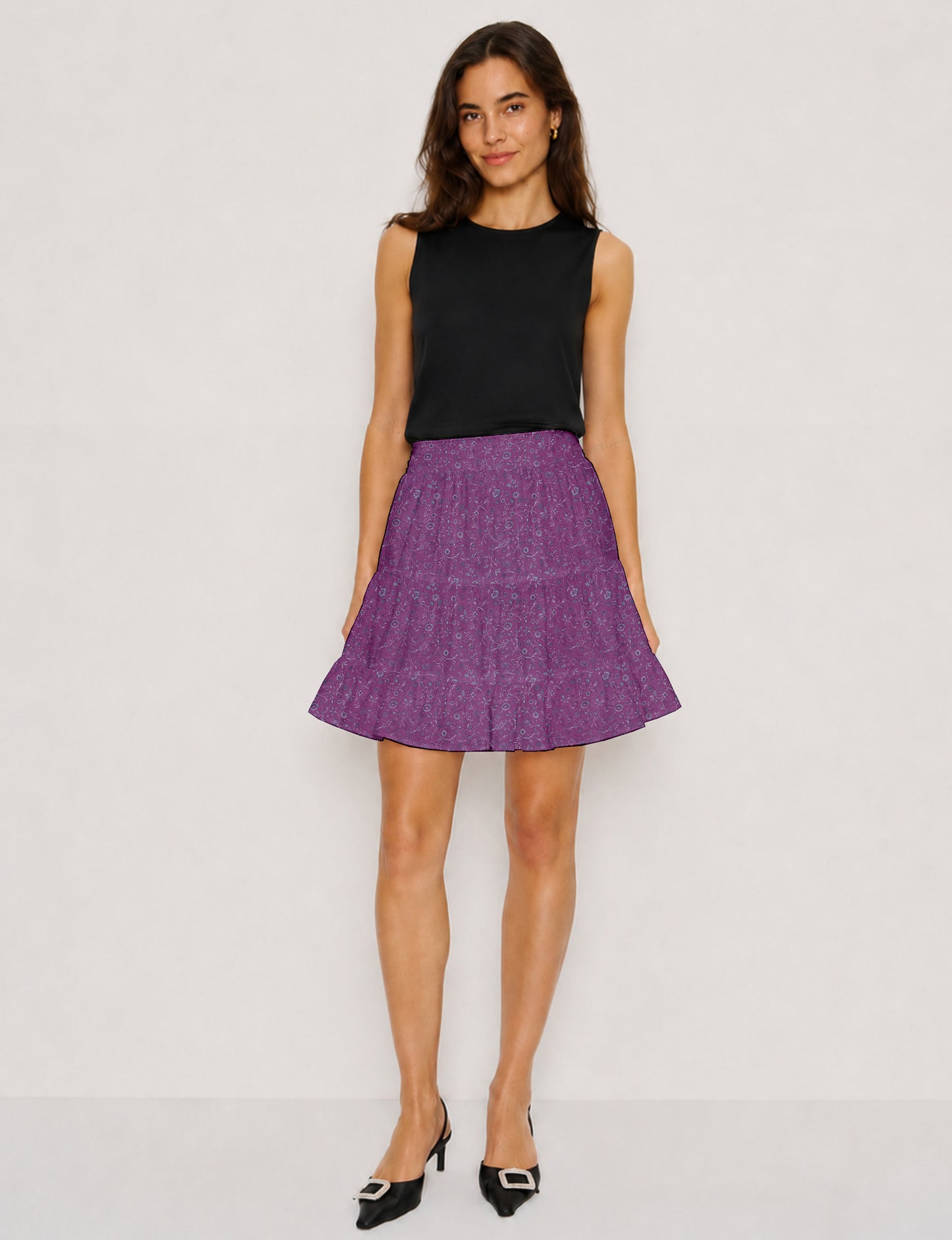 Short tiered skirt - Pink Tropical