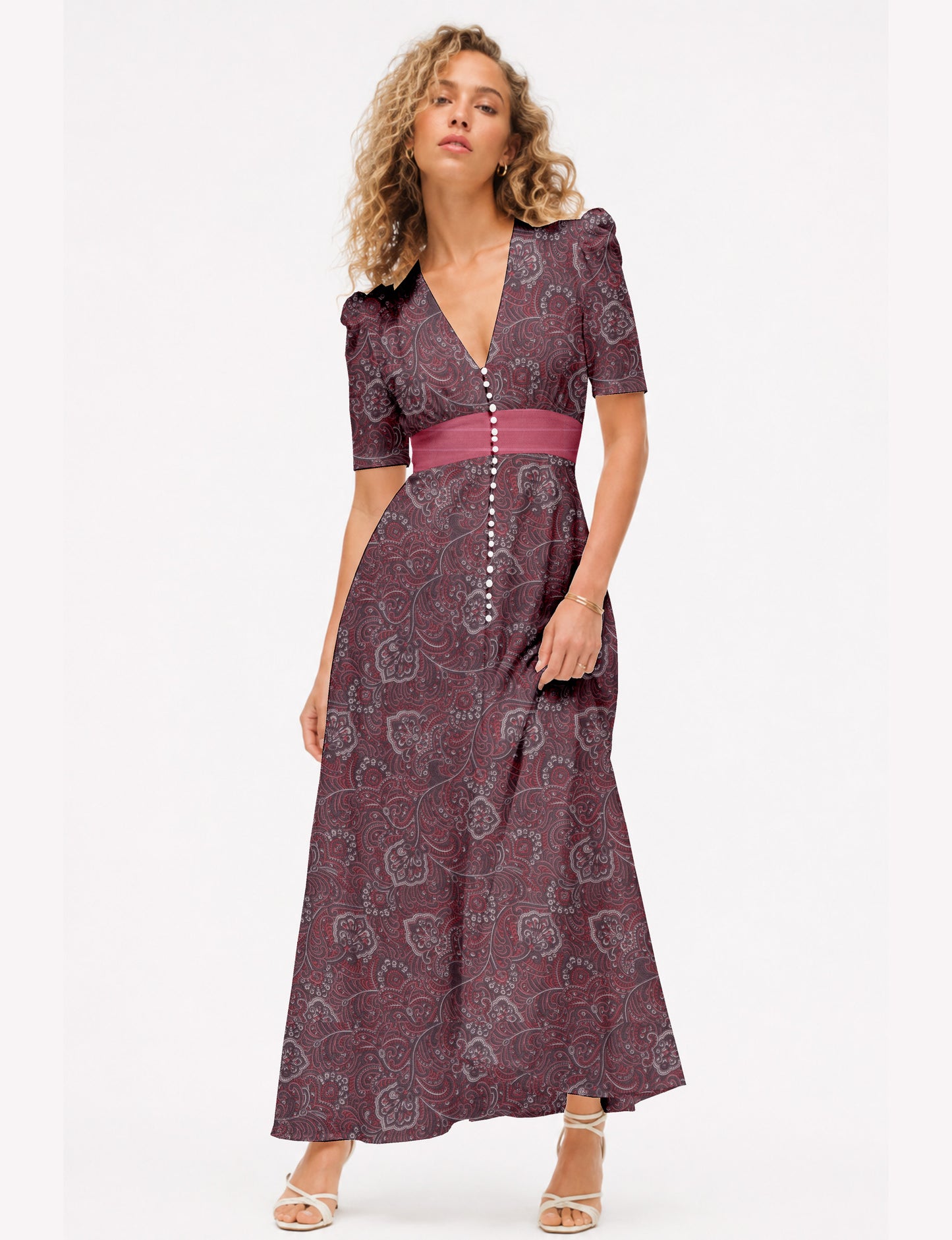 Maxi romantic dress - Pink Tropical