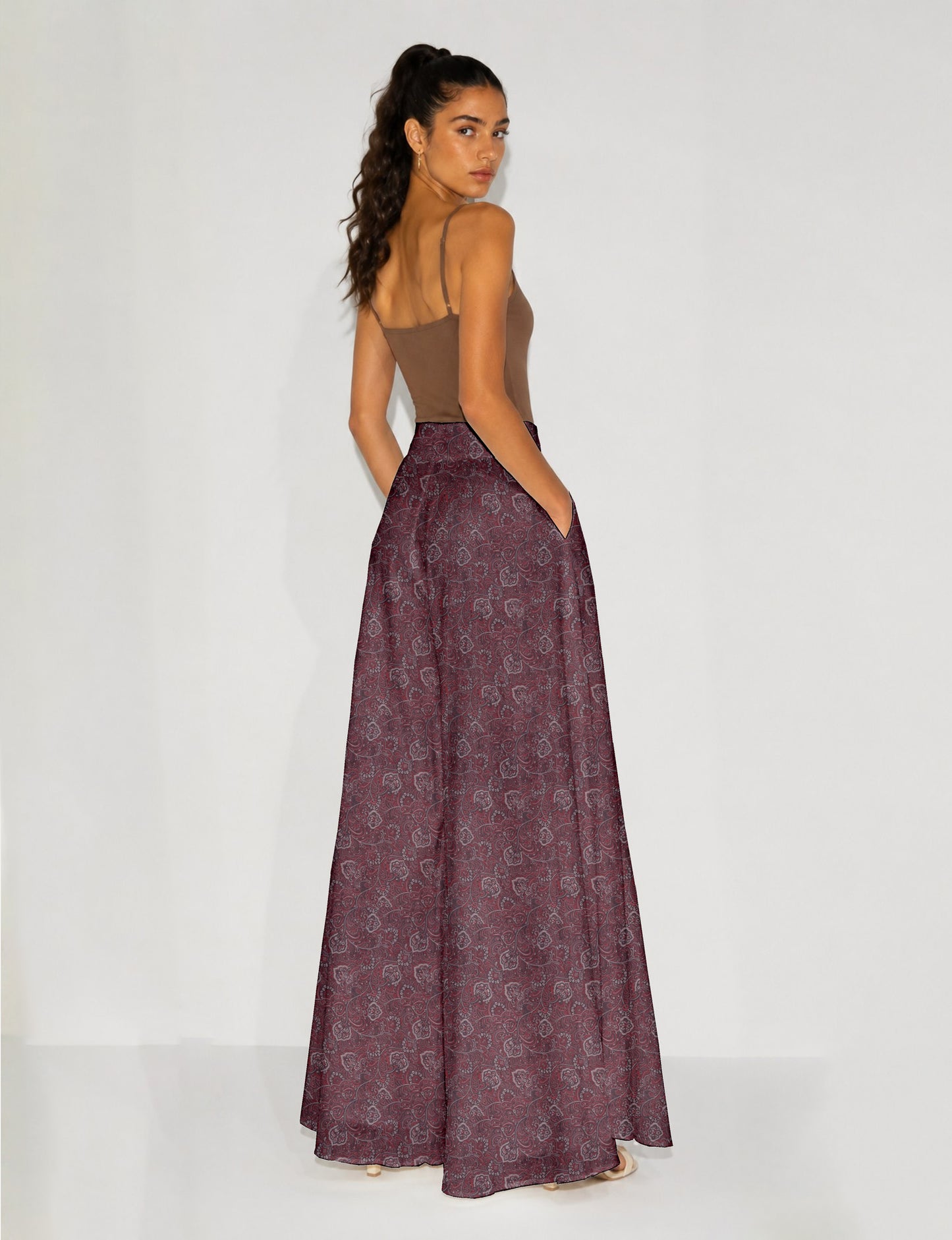 Wide Leg Palazzo Trousers - Pink Tropical